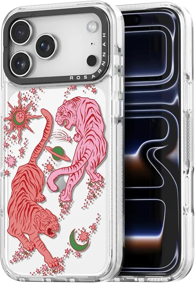 Rosarnnah for iPhone 17 Pro Max Case Aesthetic Clear, Tiger