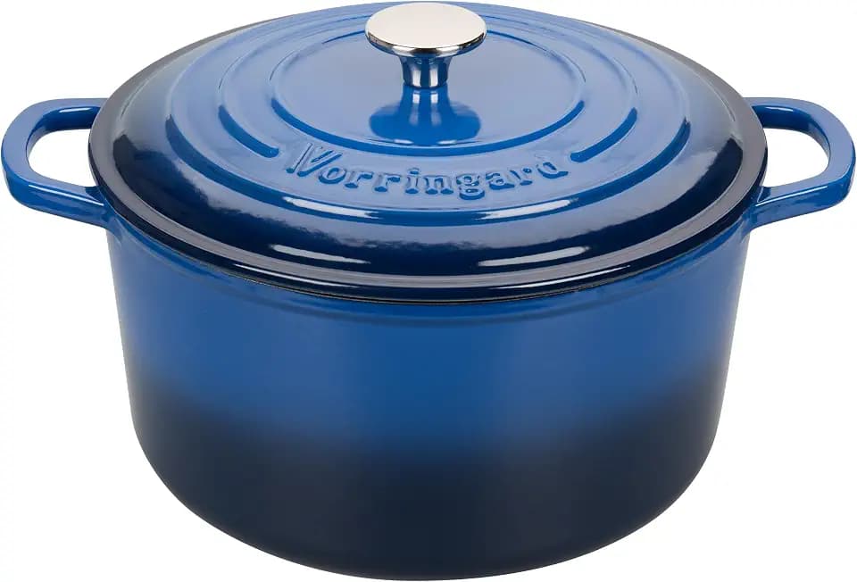 VORRINGARD Enameled Cast Iron Dutch Oven Pot with Lid, for Sourdough Bread Baking, Round Dutch Ovens, 4.5 Quart, Blue