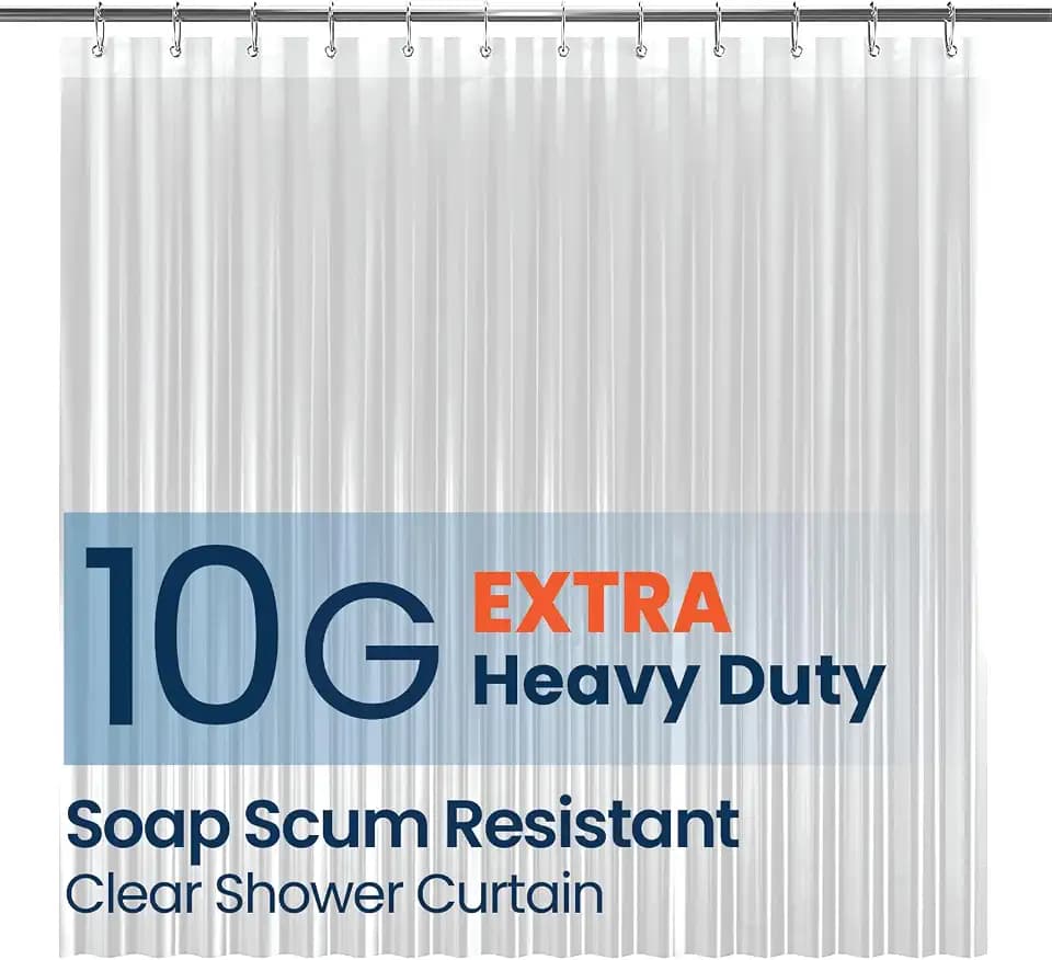 LiBa Shower Curtain PEVA 10G, 72x72 Inch Clear with 12 Rings