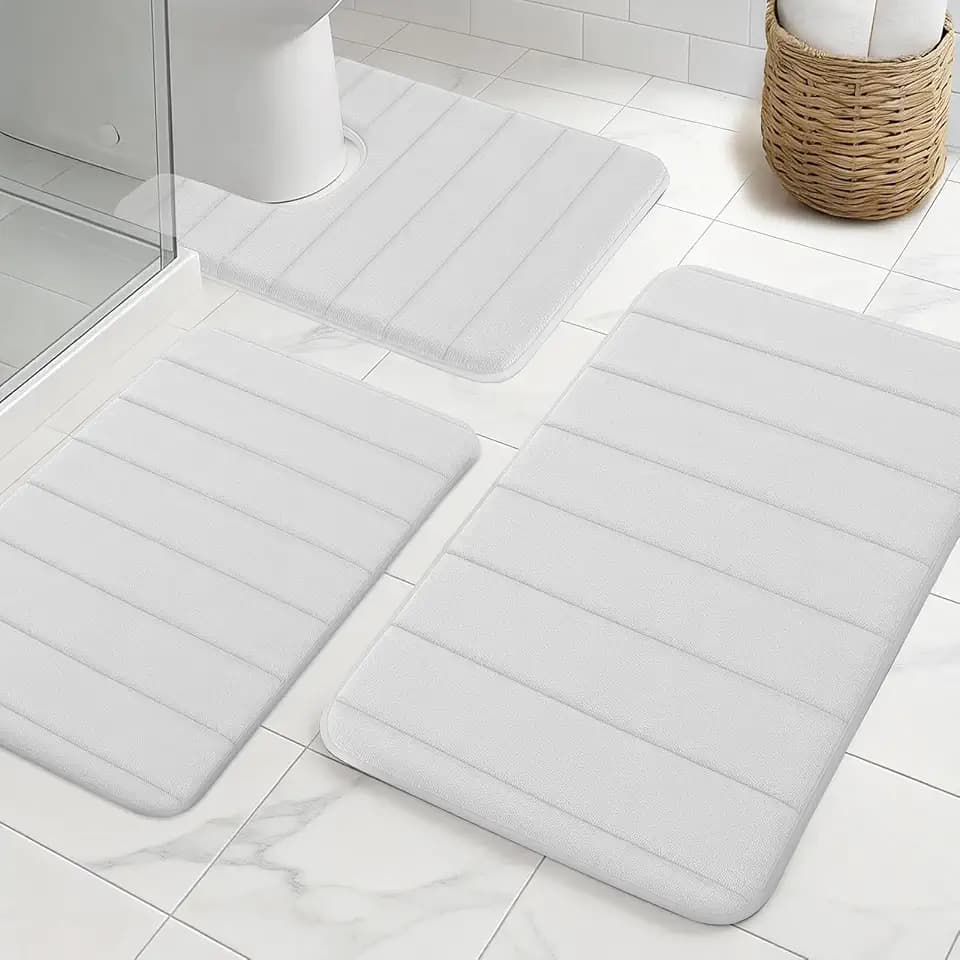 Bathroom Rugs Sets 3 Pieces, Thick Memory Foam Bathroom Mat Set