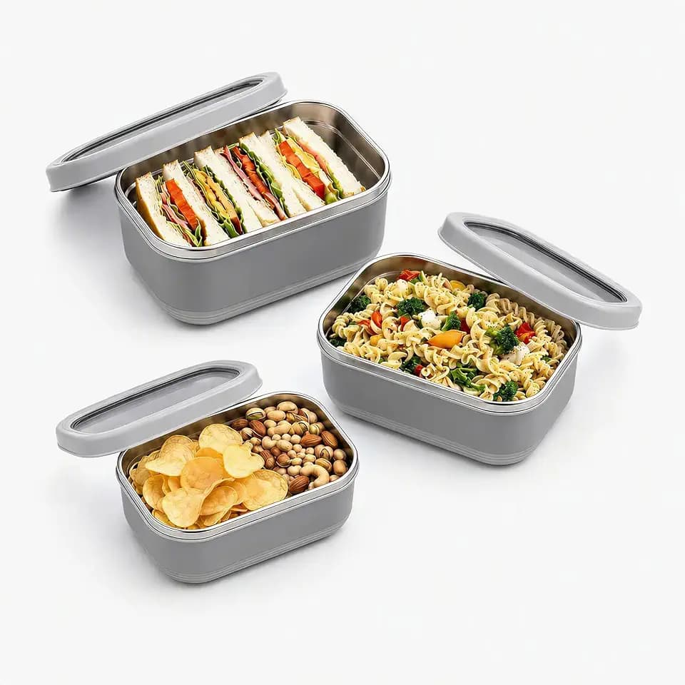 Lille Home Stainless Steel Food Containers with Lids, 47oz+30oz+16oz