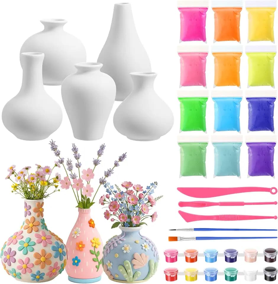 5 Set Paint Your Own Vases Kit Ceramic Vase Painting for Adults