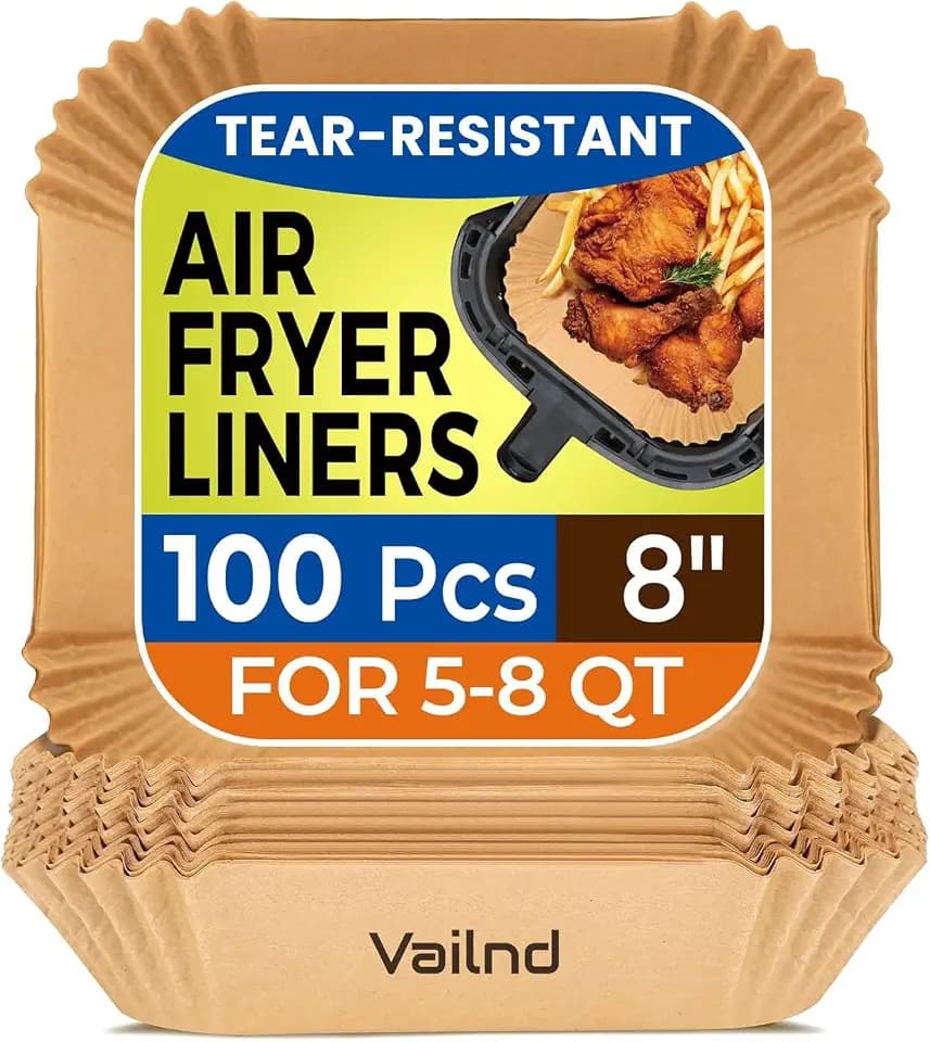 Vailnd 100Pcs 8" Air Fryer Liner Disposable for 5-8 QT Square
