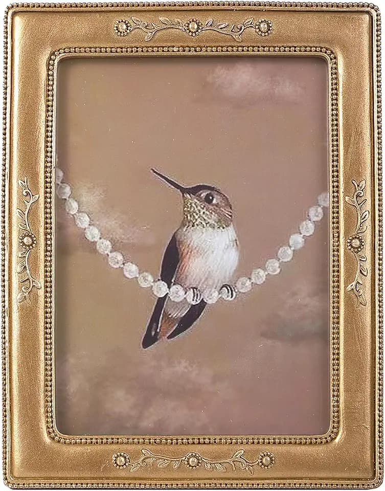 SIKOO 4x6 Vintage Picture Frame Victorian Frames Antique Picture Frame Tabletop and Wall Mount Floral Photo Frame Retro Home Decor, Wall Arts Gallery, Bronze