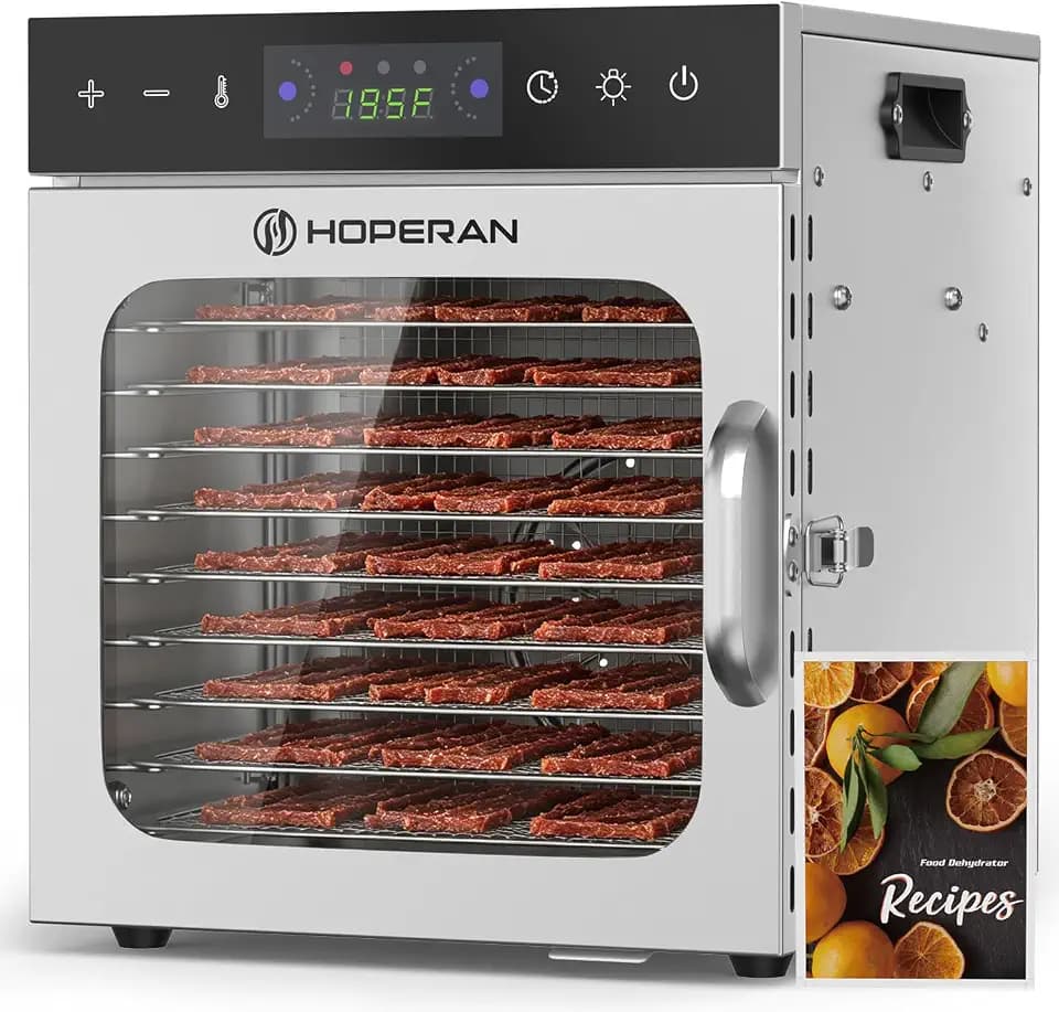 HOPERAN 10 Tray Food Dehydrator Machine for Jerky, Fruit, Herb & Dog Treats