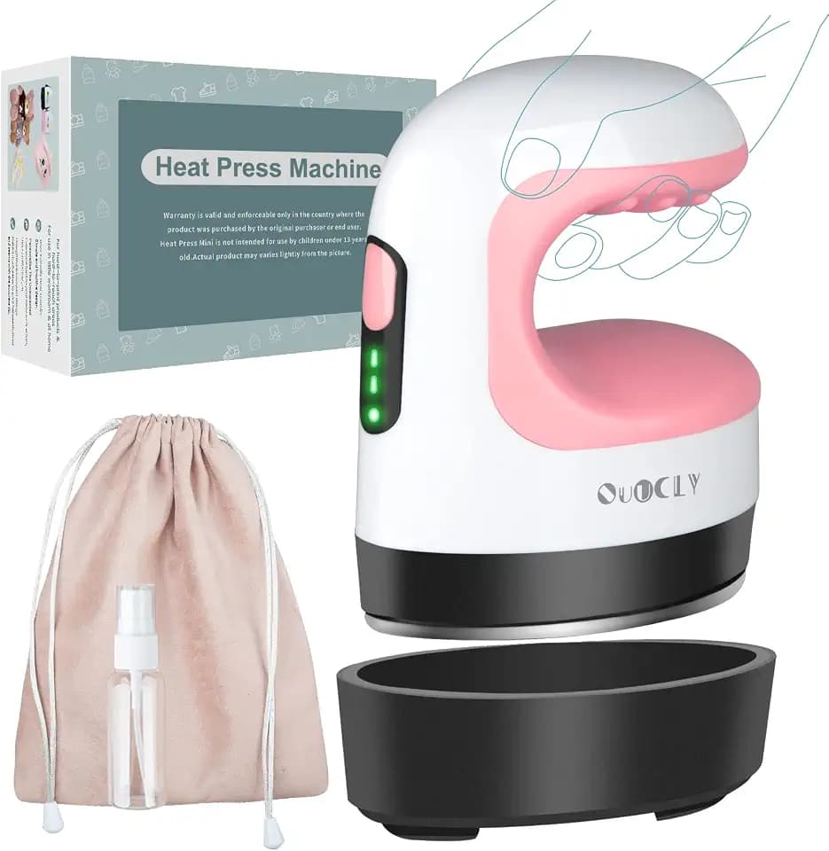 Mini Heat Press Machine, Mini Irons for Crafts,Portable Heat Press Easy for T-Shirts, Shoes, Hats and Small HTV Vinyl Projects Transfer(Pink)