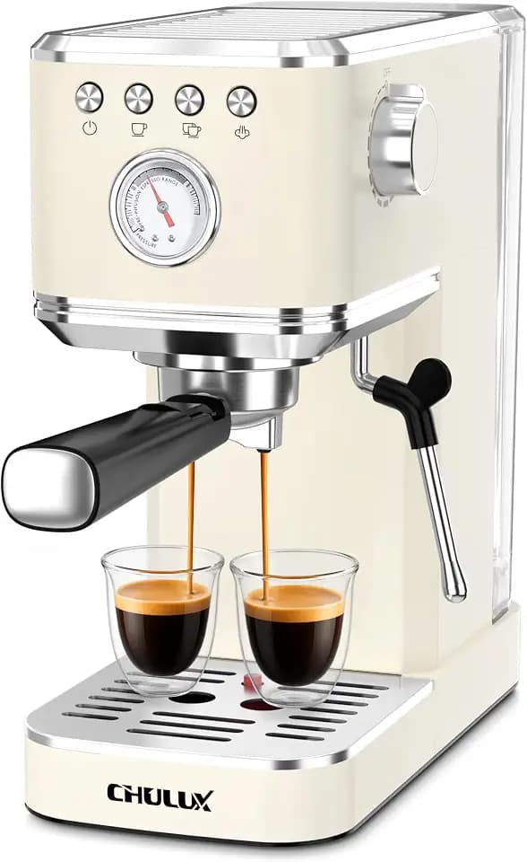 CHULUX Slim Espresso Machine with Milk Frother for Home Cappuccino, Creamy