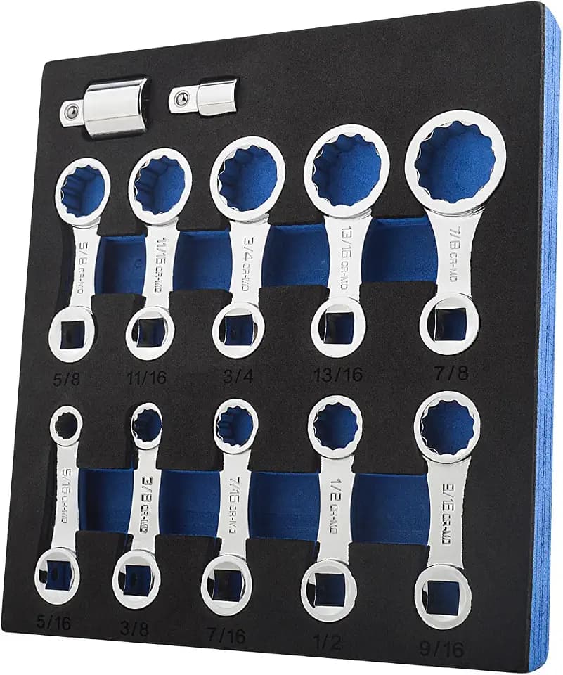 Gunpla 12pcs Torque Adapter Set, SAE 12 Point Fastener 3/8 inch Wrench Torques Adaptor Extension 42 Chrome Molybdenum Steel 5/16 – 3/8 inch Calculation Adjustment Calibration Tools Kit in Storage Case
