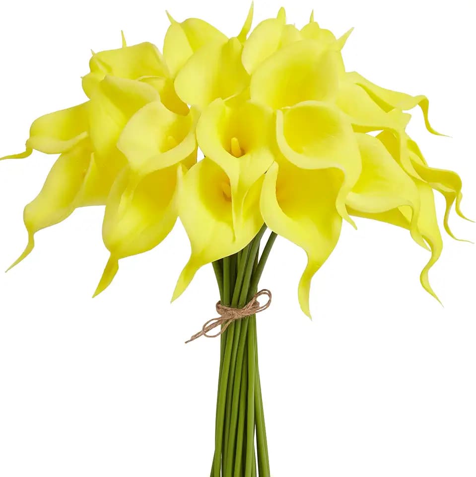 12Pcs Yellow Calla Lily Artificial Flowers for Wedding Bouquet