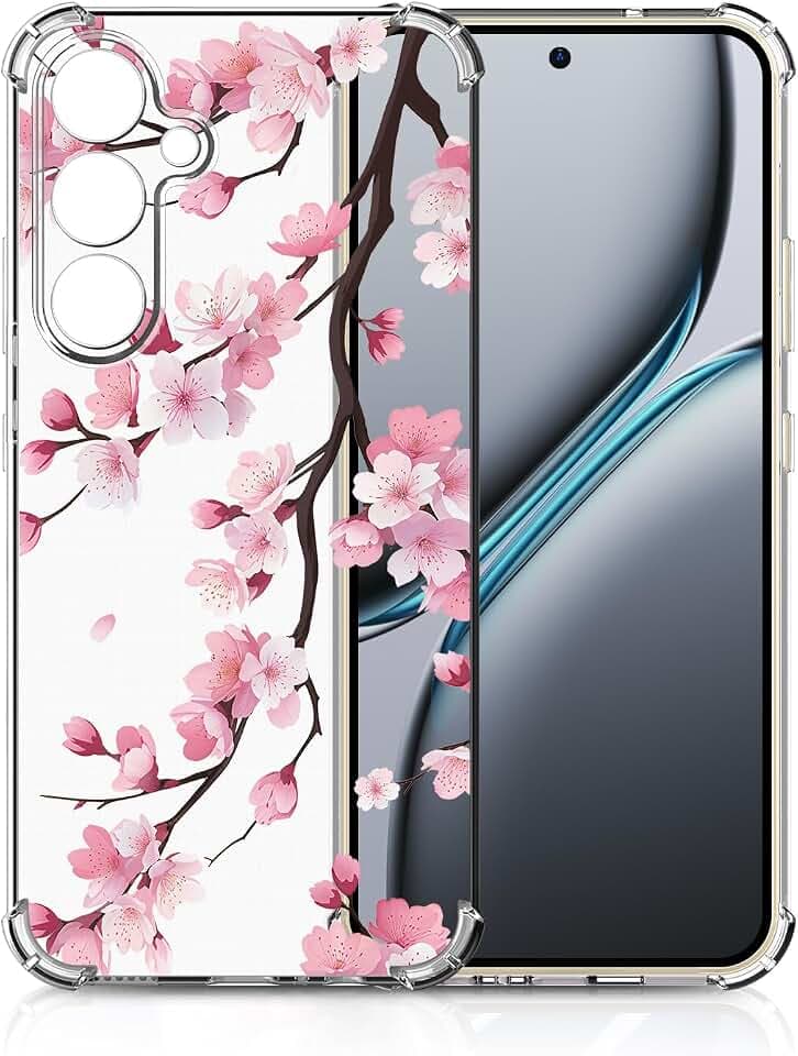Transparent Hülle für Samsung S25, Blumen Muster, Sakura