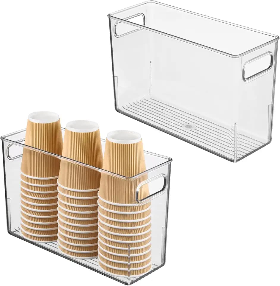 iDesign Tall Plastic Storage Bin with Handles, Set of 2, Clear