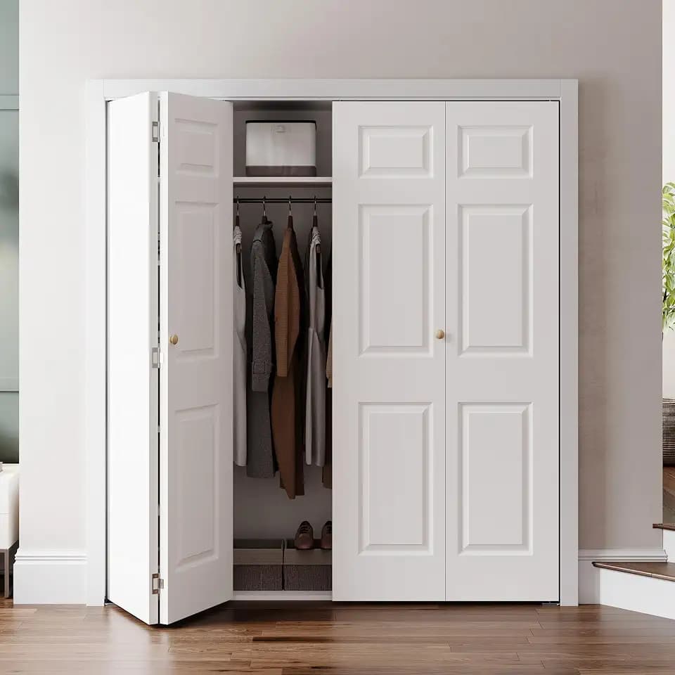 SMARTSTANDARD 72" x 80" Paintable Bifold Door, 3-Panel Closet Doors