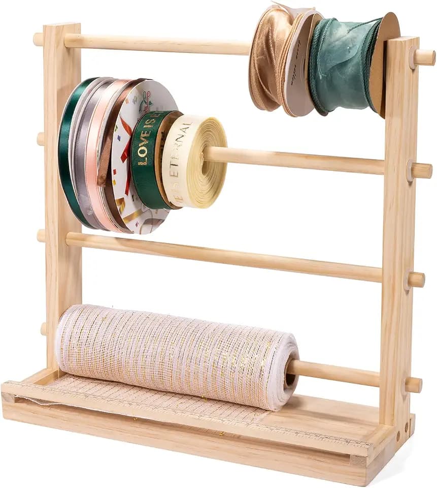 PUNLUXU Ribbon Storage Rack Spool Holder Organizer Sewing Craft Wreath Mesh Crochet Thread Tulle Roll Washi Tape Craft Florist Wrapping,15.7 in