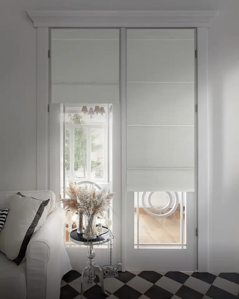 GoDear Design 99.99% Blackout Magnetic Roman Shades, No Drill Cordless Woven Fabric Blinds for Window, Door, Bedroom, Living Room & Kitchen, Thermal Insulation, Energy Efficient, 23"W x 65"L, Vanilla