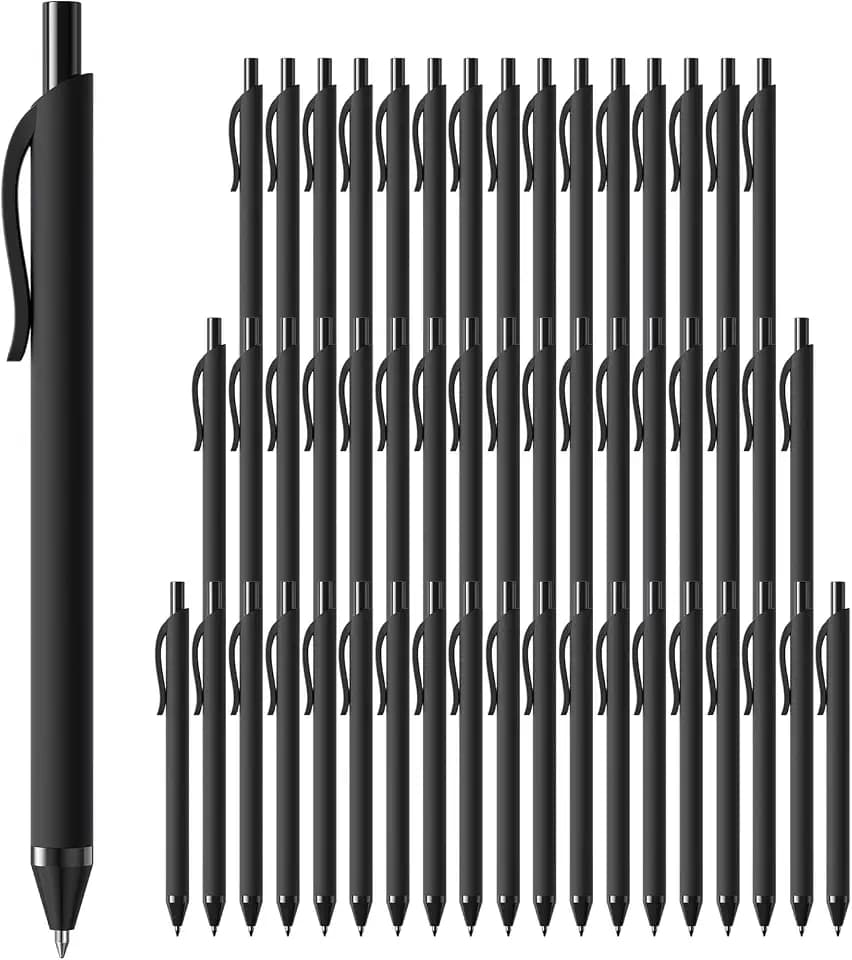 Black Pens Bulk 50 Pack 1.0mm Ballpoint Pen for Smooth Writing