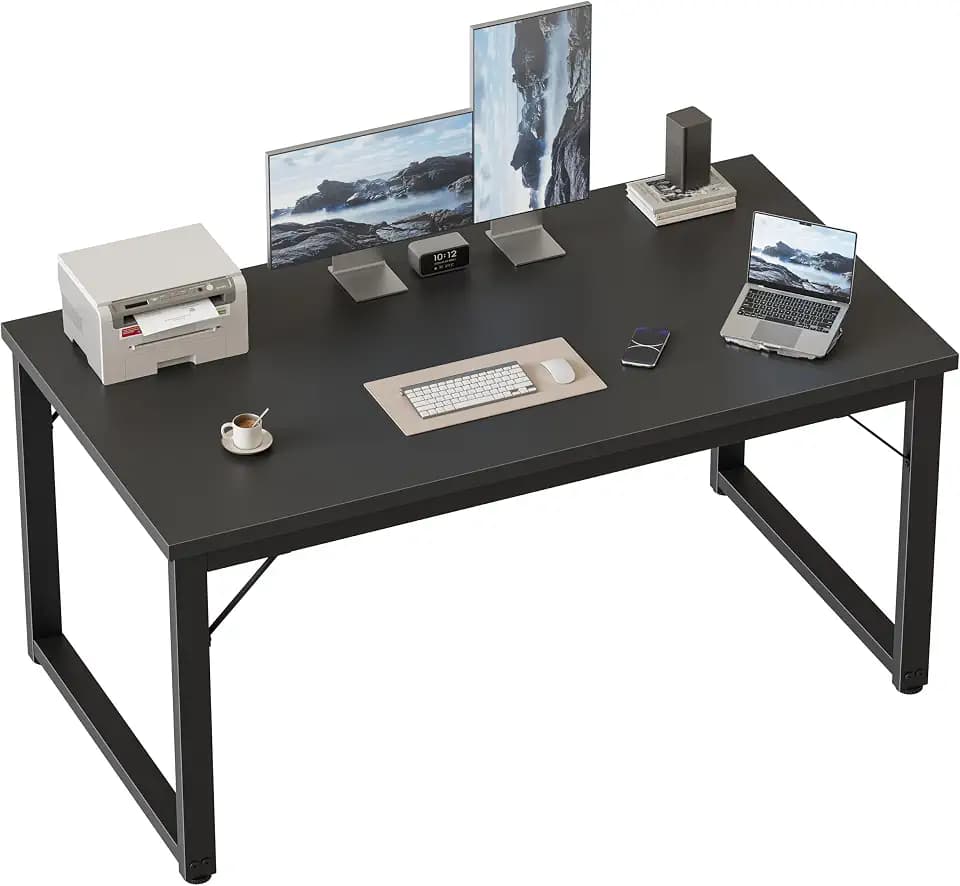 Mericonia 48 Inch Computer Desk, 1" Thick Small Office Table, Black