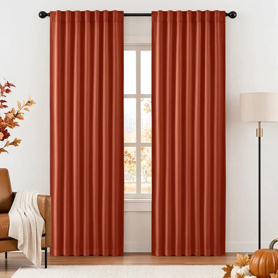 ANRODUO Burnt Orange Back Tab Blackout Curtains 84 Inch Long 2 Panels