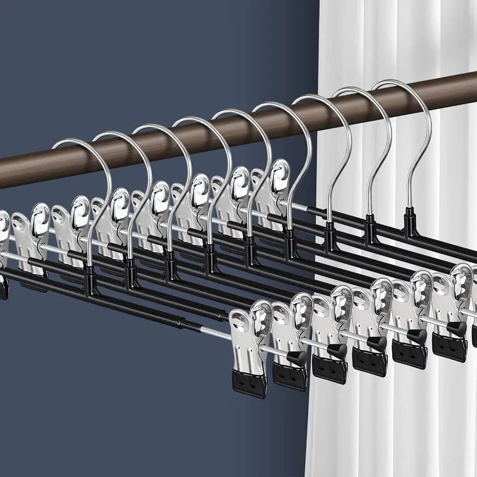 Pants Hangers with Clips Skirt Hangers 14 Inch 20 Pack, Black