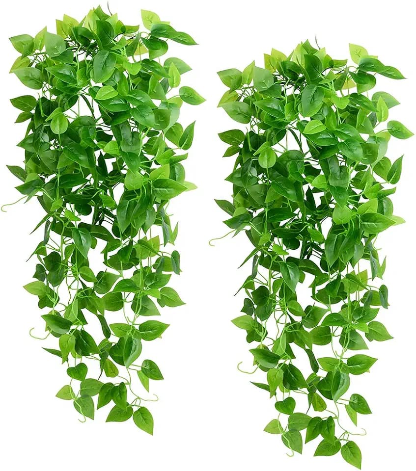 BohoSM Artificial Fake Hanging Vine Plants Ivy Leaves Garland Greeny Chain Wall Home Room Garden Wedding Garland Outside Decoration-2pcs