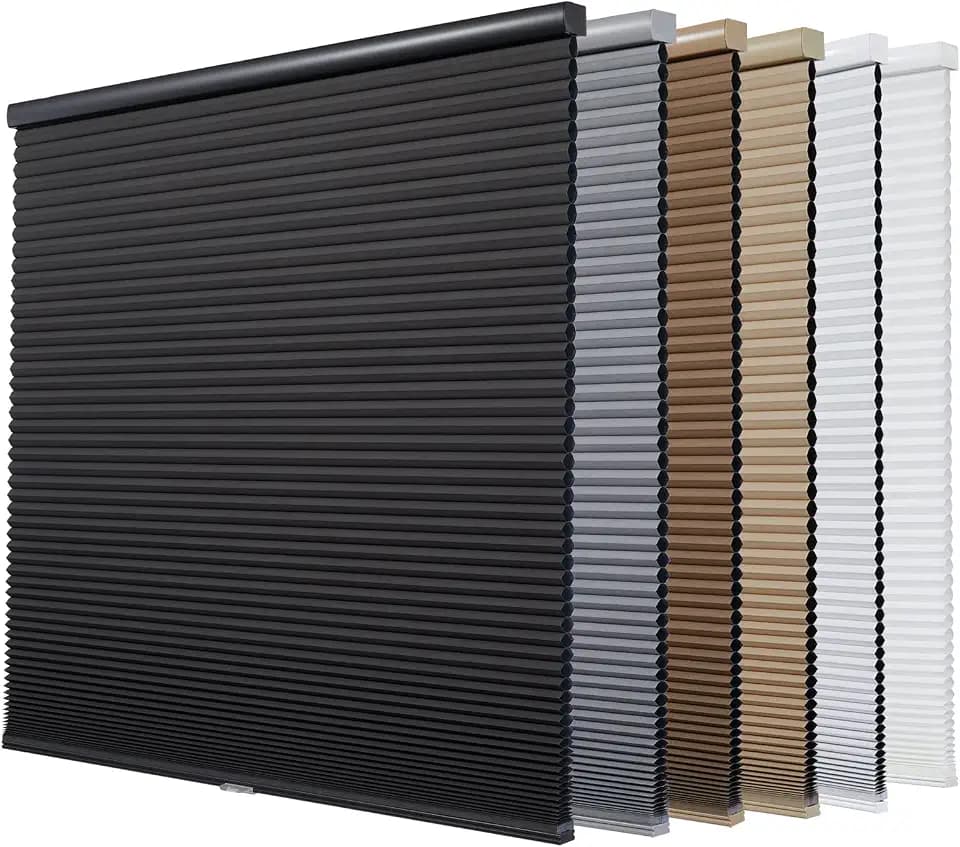 Persilux Custom Cellular Window Shades Cordless, Honeycomb Blinds (White, 35" W x 64" H) Light Filtering for Home, Room Darkening, Door Blinds