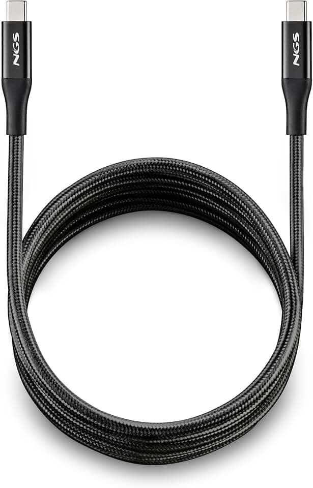 NGS KNOT 240W-2 - USB-C-auf-USB-C-Kabel, 240 W, 2 m, USB 4.0, Schnellladung, PD 3.1 und PPS, Datenübertragung 40 Gbit/s, verstärkt, mit Aluminium-Steckern, hohe Festigkeit und Haltbarkeit