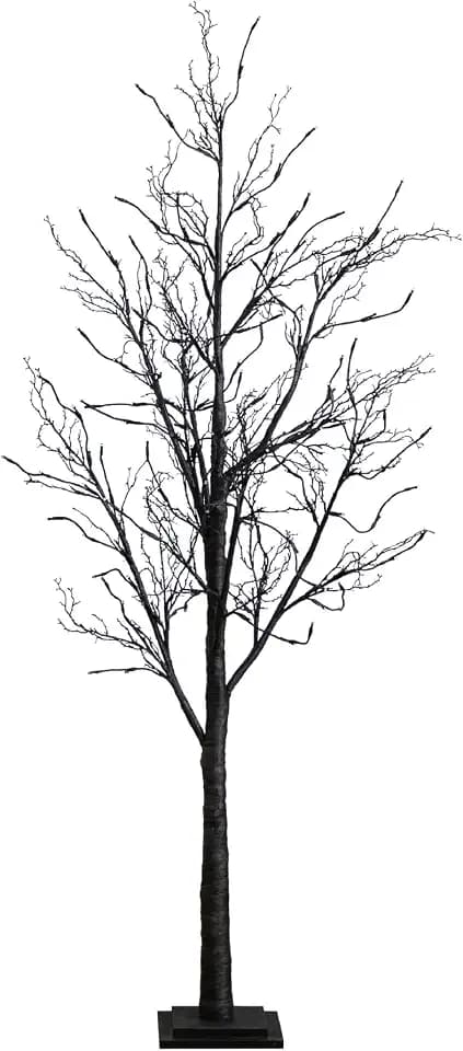 Nearly Natural 6 ft Pre-Lit Halloween Black Twig Artificial Fall Tree