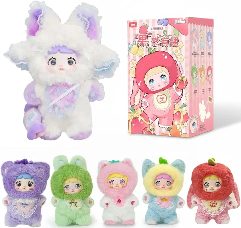 Nommi Blind Box Plush, Nommi Interesting Fruits Series, Cute Nommi Plush Doll with Character Card, Collectible Figures for Adult Holiday Birthday Gifts, Single Box (1 of 7 Possible Styles)