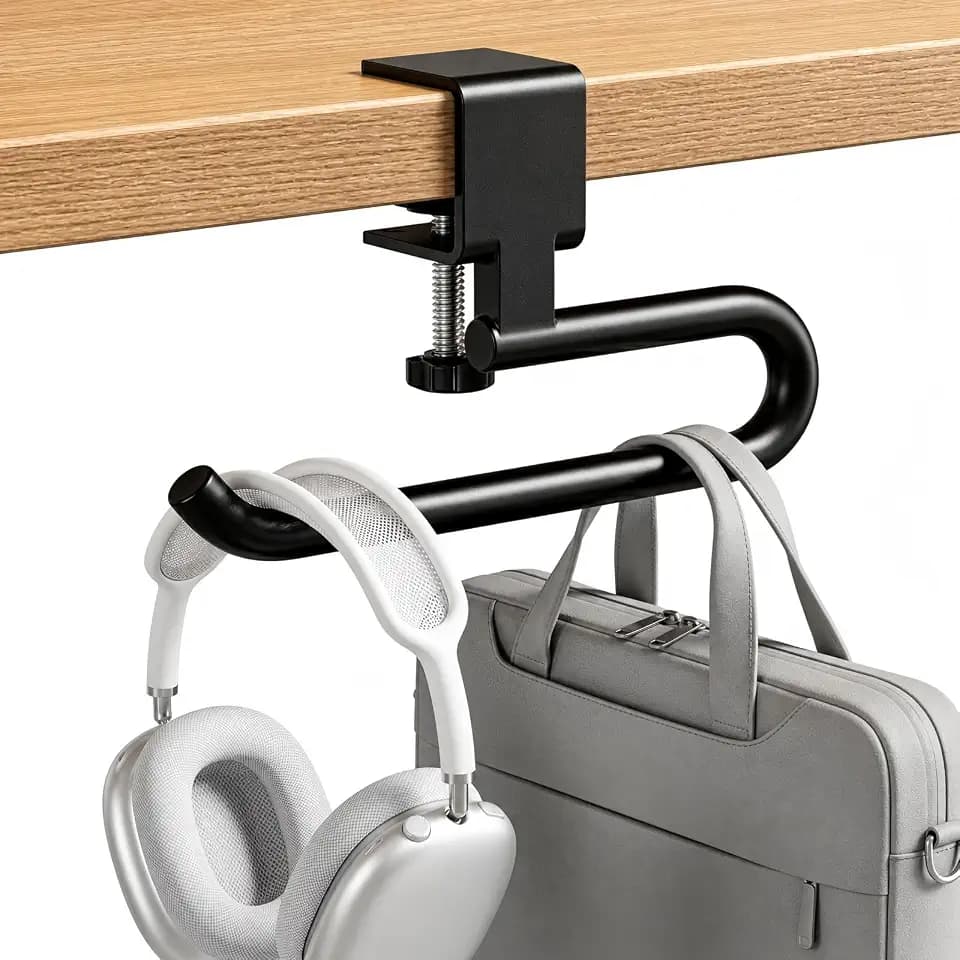 60 lb. Desk Bag Hanger, Purse Hook for Desk, Backpack Hanger for Office Use