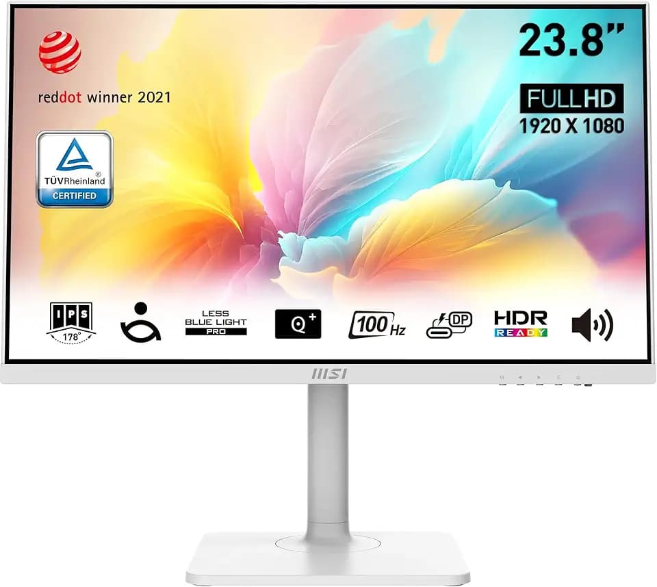 MSI Modern MD2412PW 23,8 Zoll FHD Office Monitor - 1920 x 1080 IPS Panel, 100 Hz, Augenfreundlicher Bildschirm, HDR Ready, Integrierte Lautsprecher, HDMI 1.4b, USB Type-C