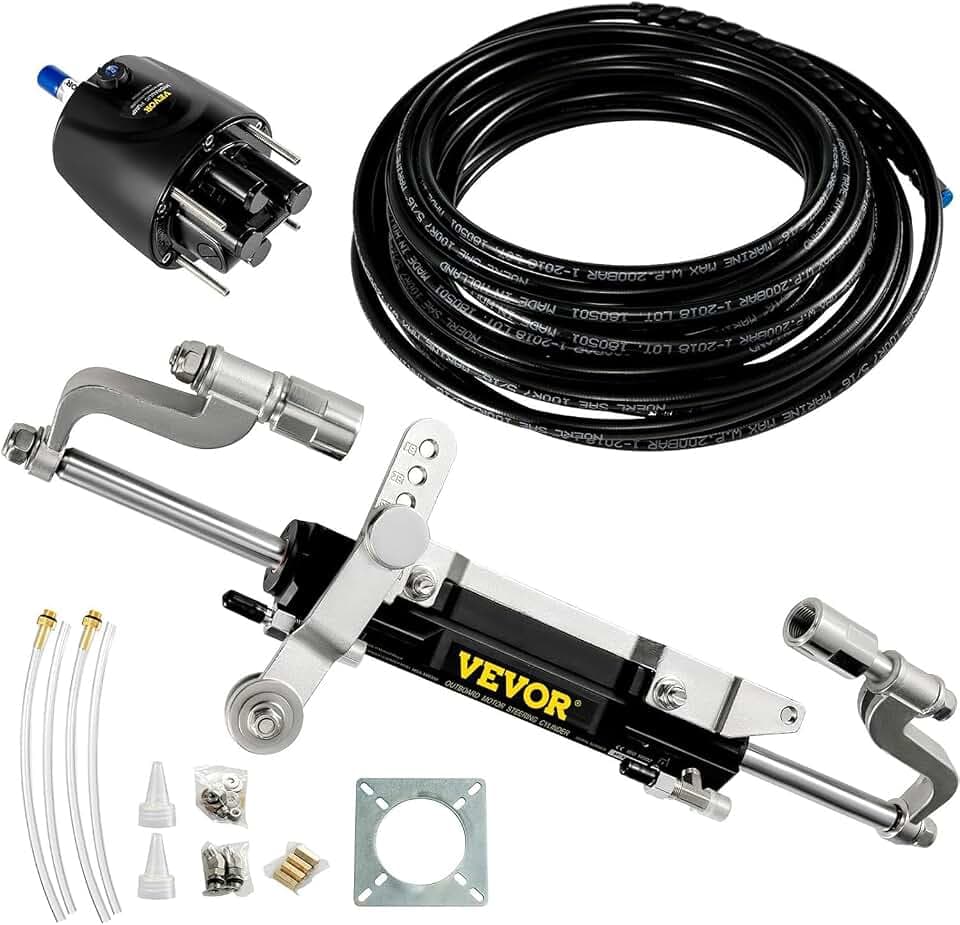VEVOR Outboard Hydraulic Steering Kit, Hydraulic Steering Cylinder, Hydraulic Outboard Steering Kit