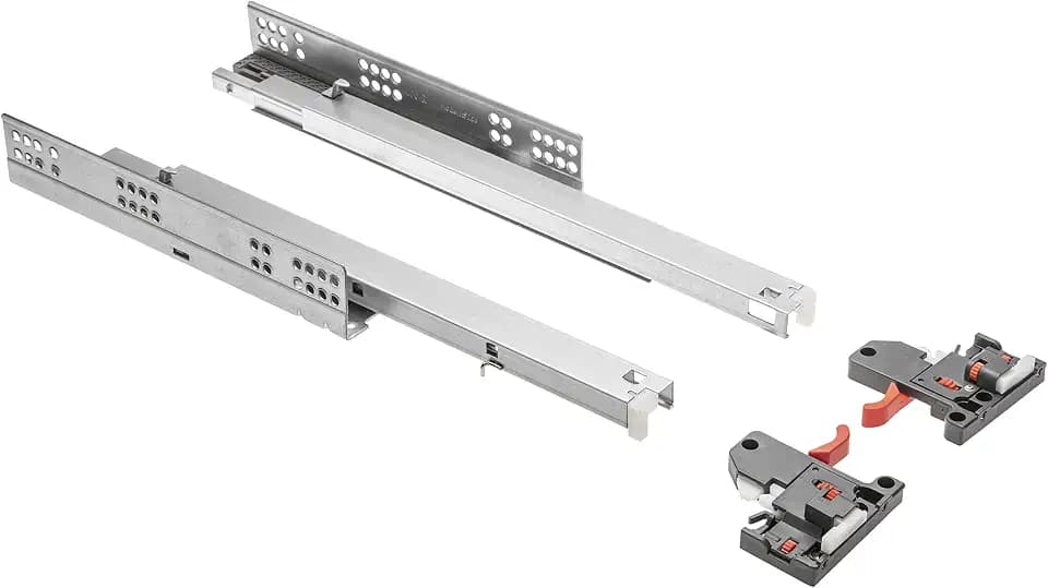 GTV Unterflurführung Schubladenschienen Vollauszüge Schubladenauszüge - 400 mm - Soft-Close Schienensystem - Slide Montageführung absenken - Belastbar bis 30 Kg - 1 Set = 2 Stück
