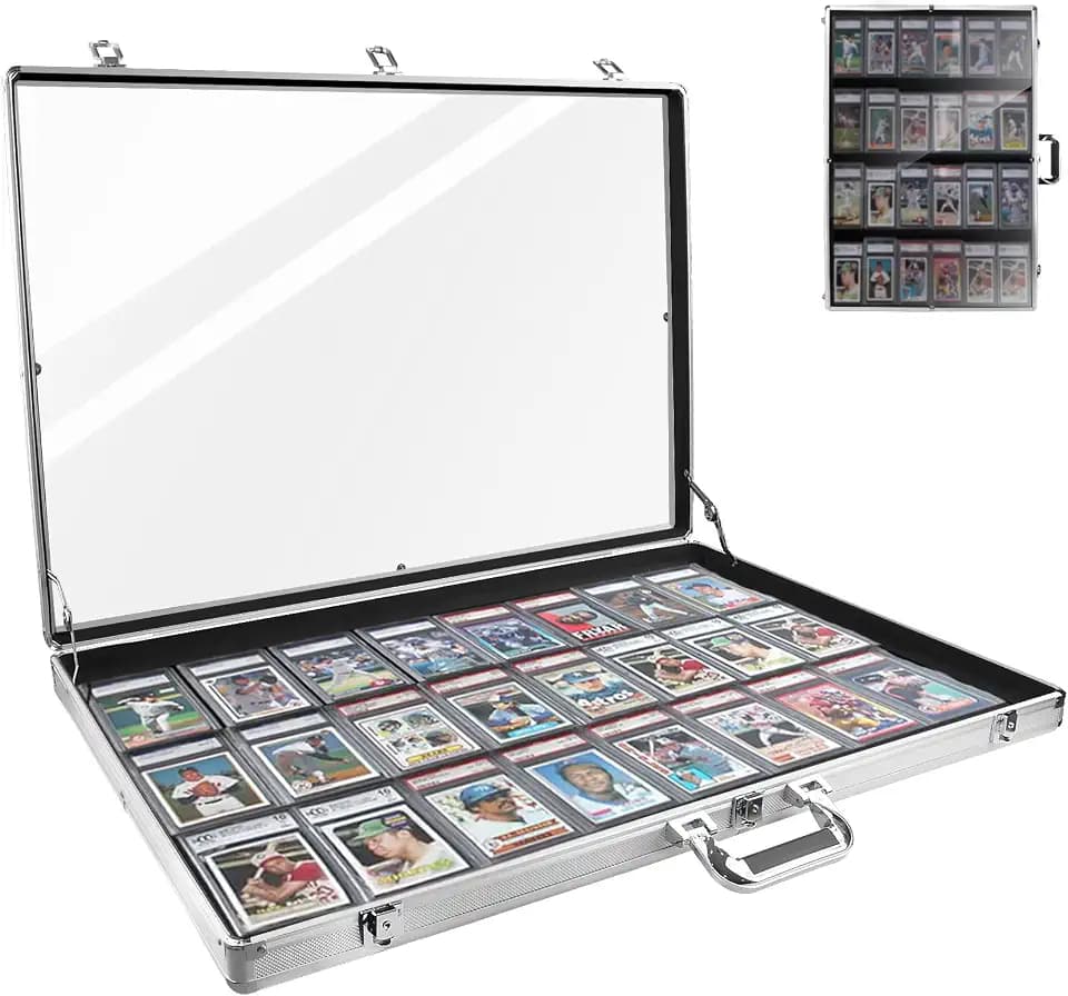 Silver 24in*20in Trading Card Display Case Aluminum for Sports Card/ TCG