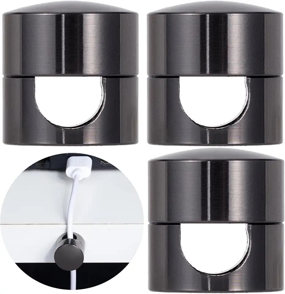 SmallCat 3 Sets Charger Holders for Cords, Black Cord Holder for Nightstand
