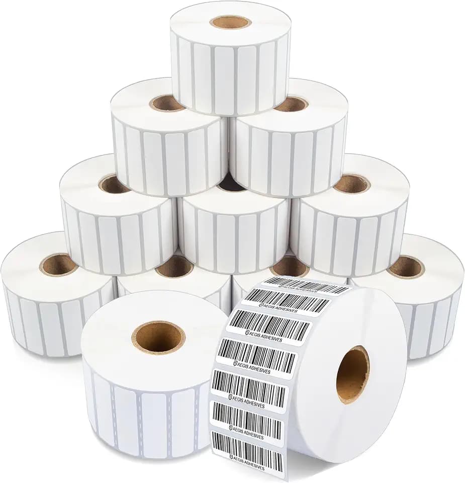 2" X 0.5" Direct Thermal Printer Labels (28800 Count, 12 Rolls)