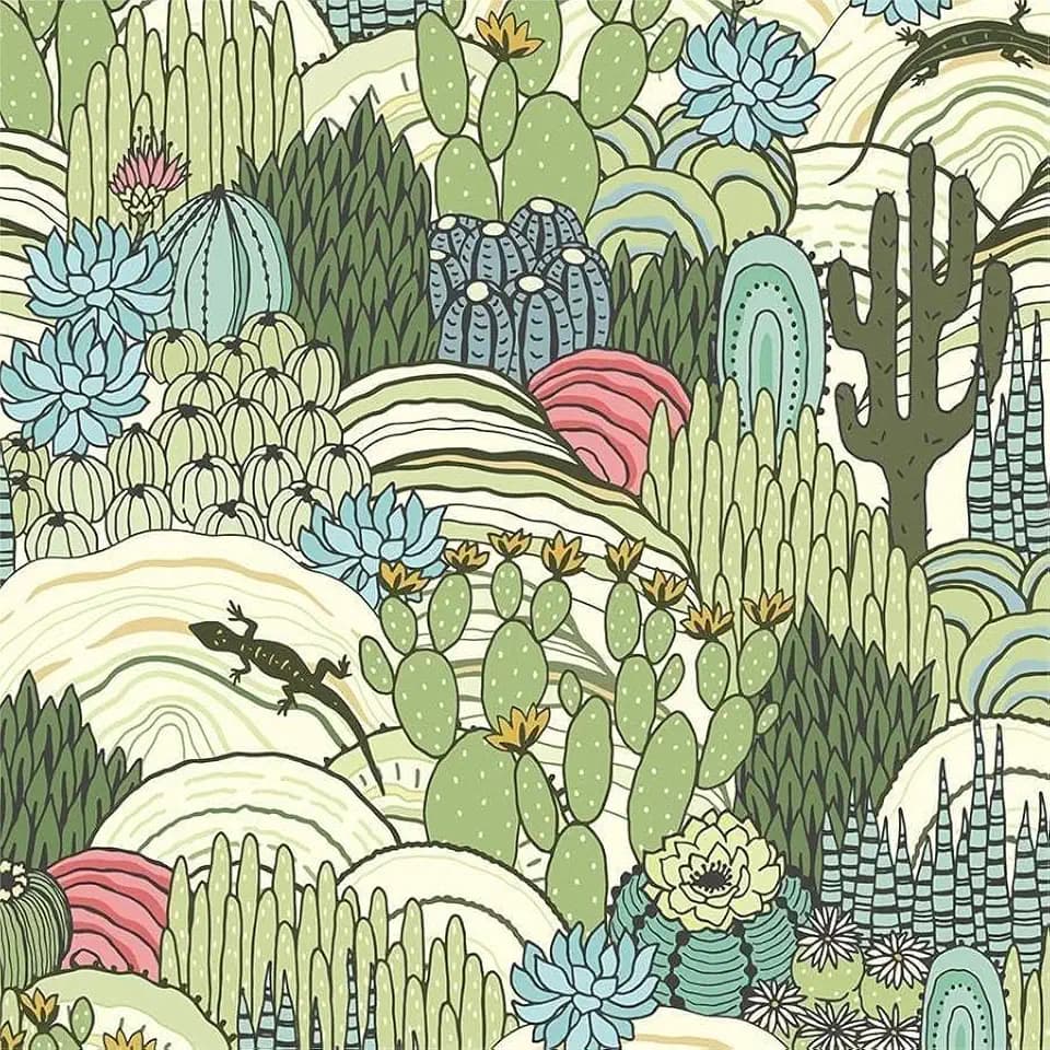 MuralPeel Desert Green Cactus Forest Animals Lizard Peel and Stick Wallpaper Easy Peel Off Contact Paper Self Adhesive Removable Stick on Wall Paper for Kitchen Cabinet Renter Friendly