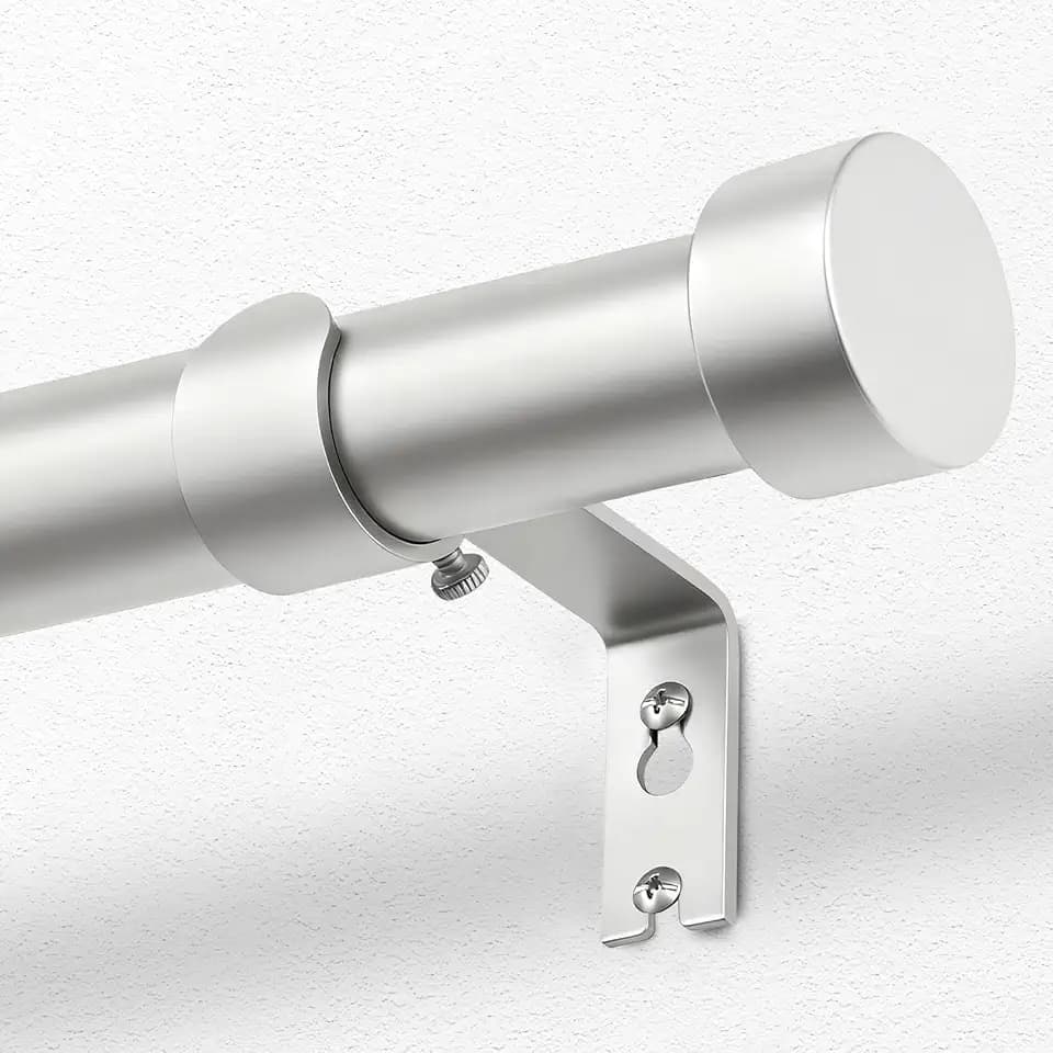 KAMANINA Silver Curtain Rod 32 to 58 Inch, Heavy Duty Window Treatment Rods