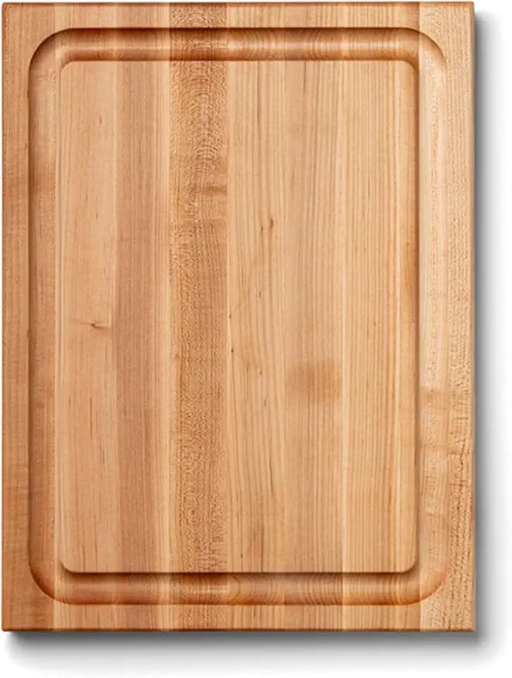 John Boos CB Series Rectangular Wooden Maple Cutting Board 20”x15” – 1.5” Thick, 12-lb Reversible Butcher Block with Juice Groove, Edge-Grain & Finger Grips – Made in the USA