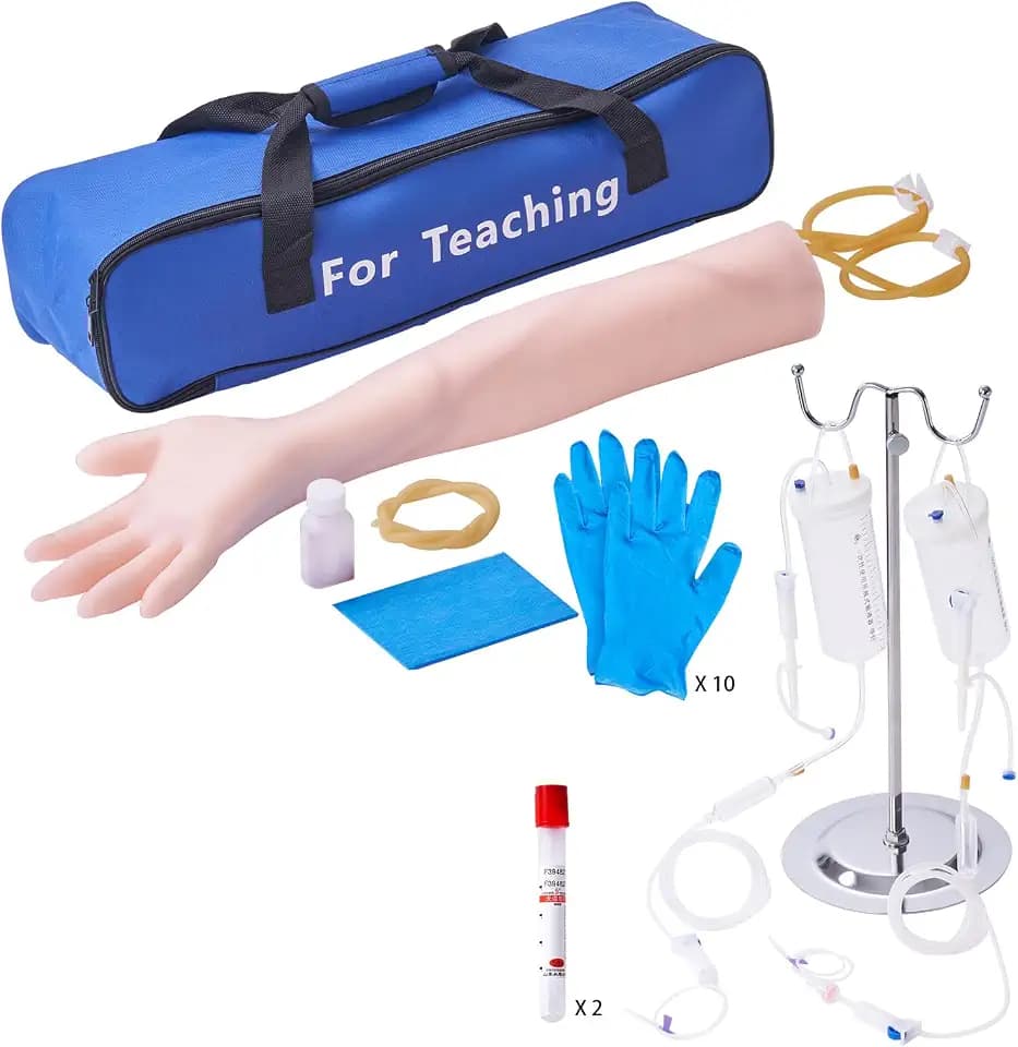 VEVOR Phlebotomy Practice Kit, IV Venipuncture Intravenous Training Kit, High Simulation IV Practice Arm Kit with Carrying Bag, Practice and Perfect IV Skills, for Students Nurses and Professionals