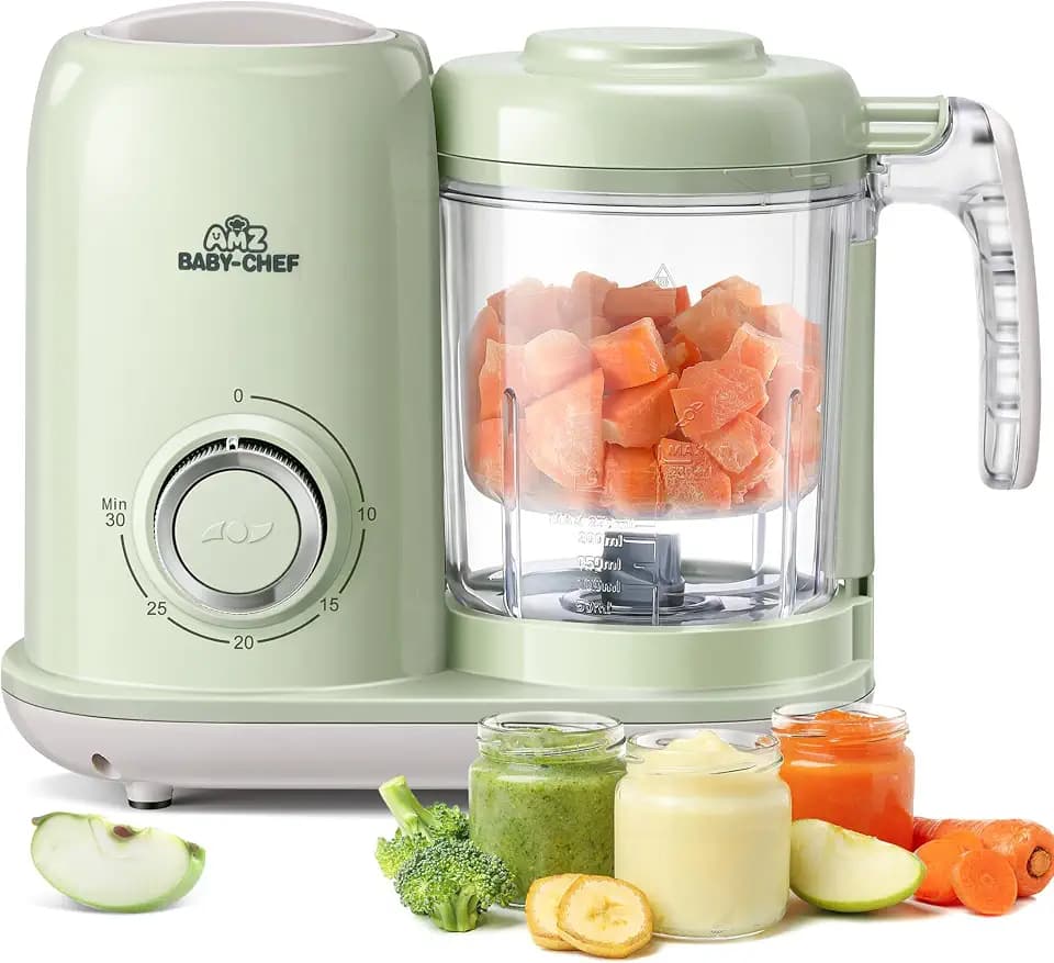AMZBabyChef Baby Food Maker Blender: 4-in-1 Steamer and Puree Processor