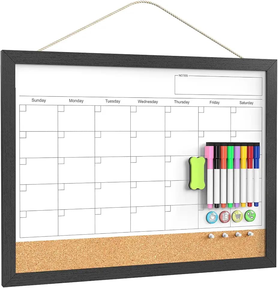 Tankee Whiteboard Calendar, 24x18 Hanging Dry Erase Calendar for Wall
