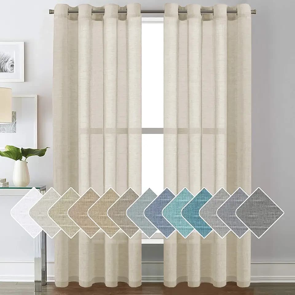 H.VERSAILTEX Linen Sheer Curtains 84" 2 Panels Grommet