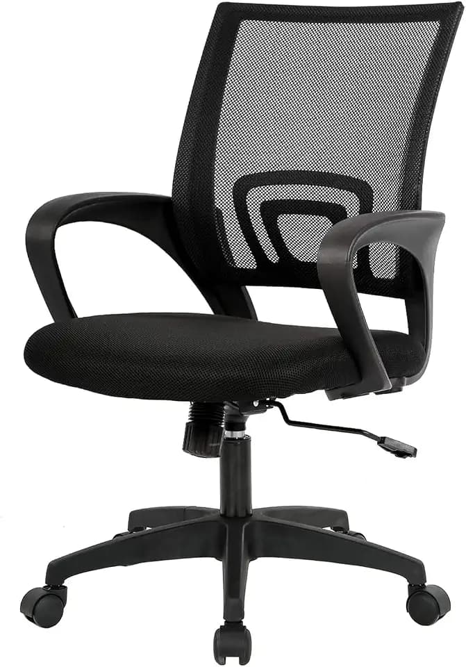 BestOffice Ergonomic Office Chair | Mid-Back Swivel Desk Chair | Dark Black
