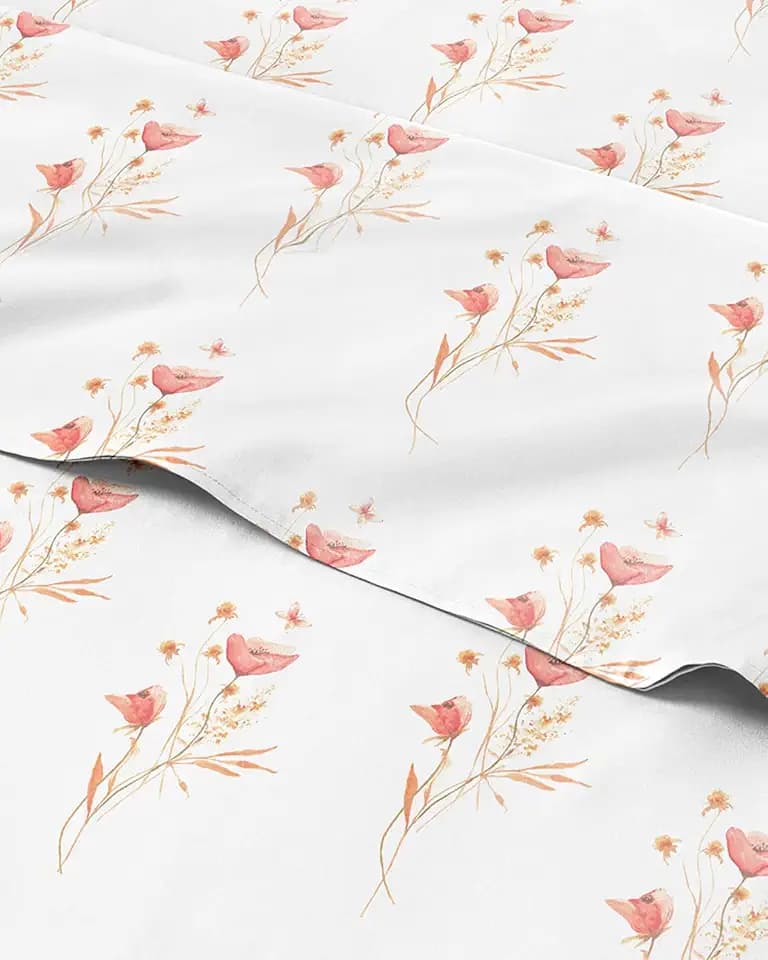 King 4 Piece Floral Sheet Set - Soft, Breathable & Cooling - Wildflower