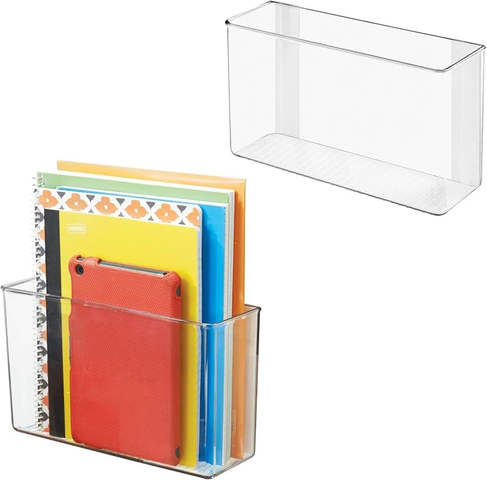 iDesign Adhesive Organizer Bin, Set of 2, Clear