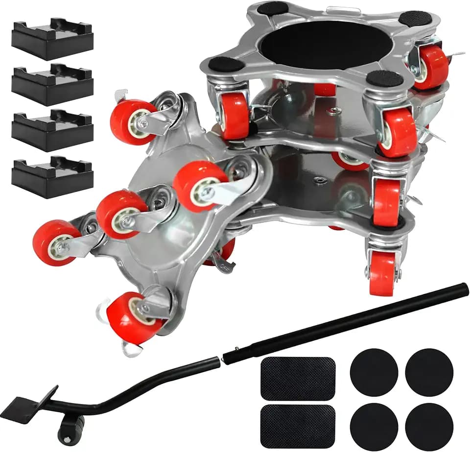 【Upgrade Large】Furniture Dolly & Furniture Rollers Mover with 5 Wheels, Carbon Steel Panel Furniture Lifter Set Up to 2200LBs, for 360° Rotation Shifting Moving Heavy Duty Refrigerator, Sofa, Cabinet