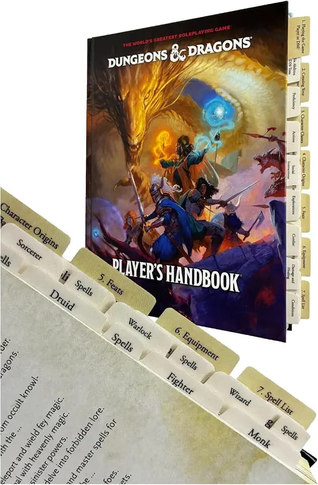 DND 2024 Player’s Handbook Index Tabs. 110 Premium Sticky Tabs for the Dungeons and Dragons 2024 Player Handbook with 2 Erasable Character Sheets.