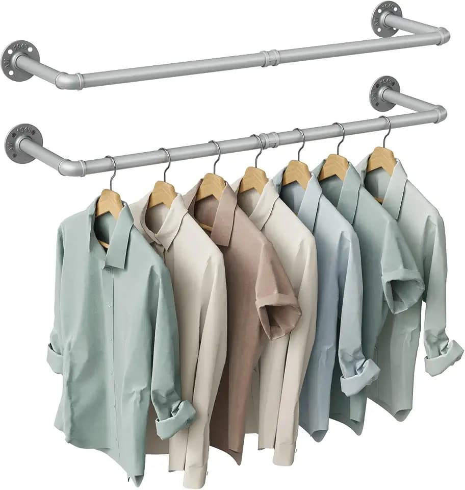 OROPY 38.4" Industrial Pipe Clothes Rack Wall Mounted, Heavy Duty, 2 Pack