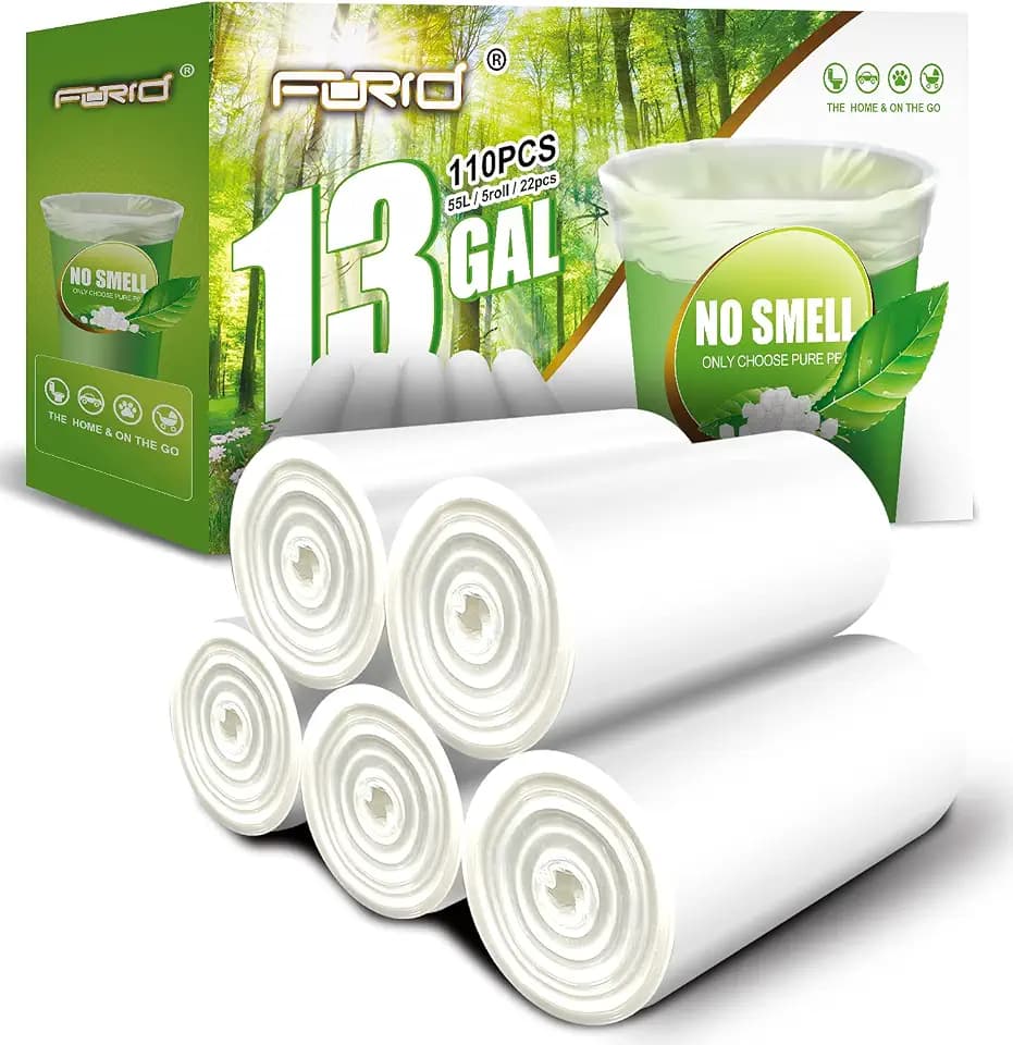 Forid Trash Bags 13 Gallon Clear 110 Count Full-Size Household Garbage Bags