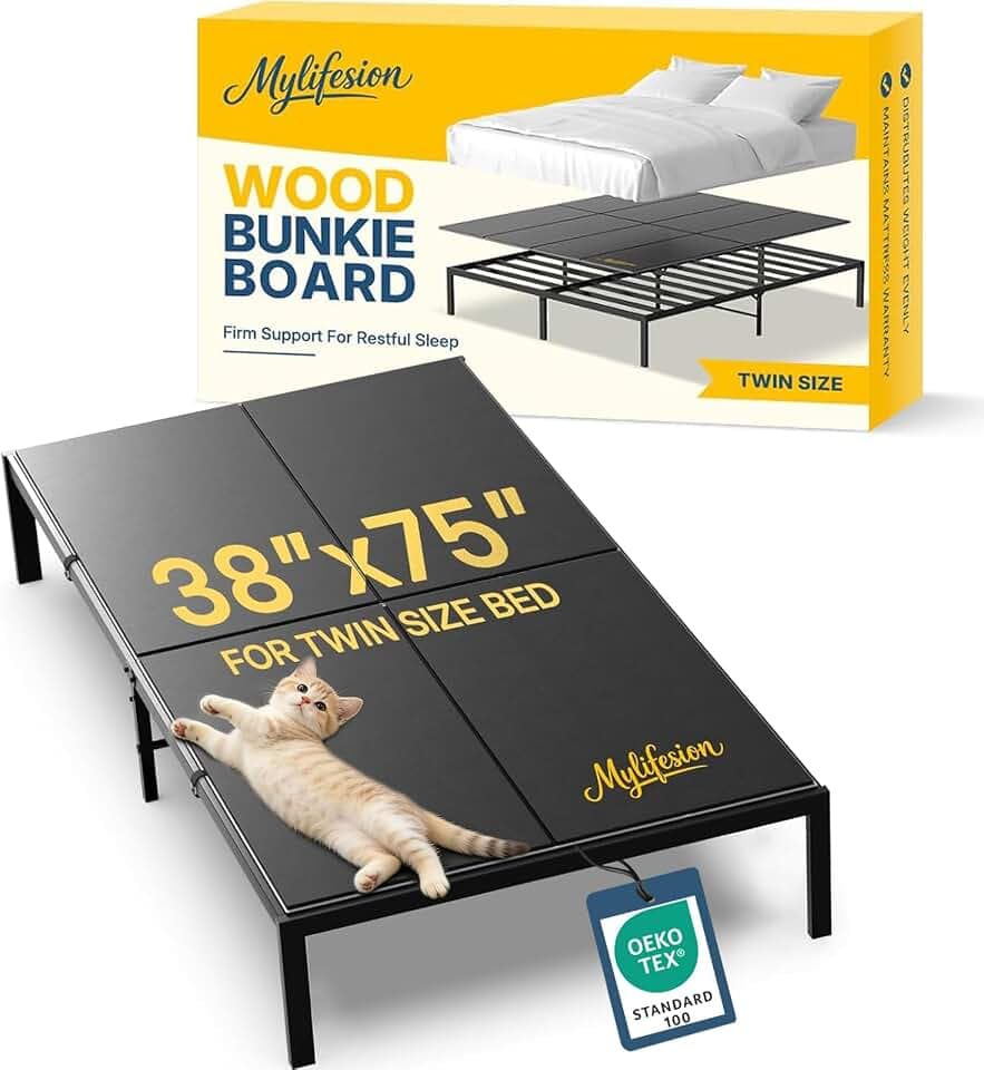 Bunkie Board Twin Size (38x75''), Wood Bed Support Board, Anti-Slip