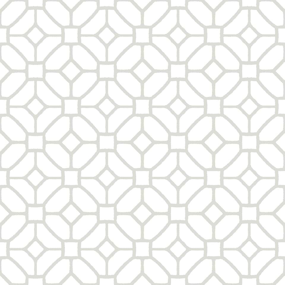 FloorPops Lattice Peel and Stick Floor Tiles, White and Off-White, Geometric Vinyl Floor Tiles, 12 in x 12 in, Pack of 10